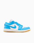 Air Jordan Women's 1 Low White Gum Light Brown Dark Powder Blue