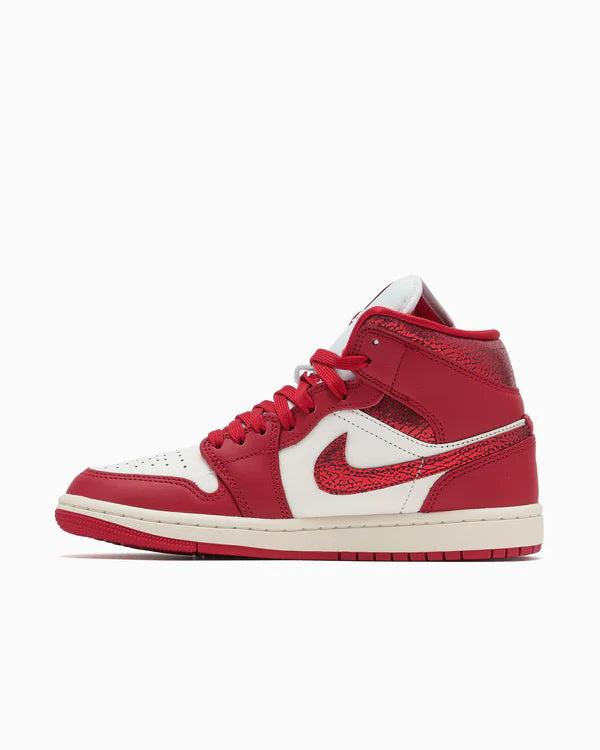 Jordan 1 Mid SE Red Cracked Leather (Women's)