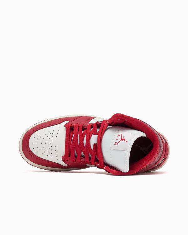 Jordan 1 Mid SE Red Cracked Leather (Women's)