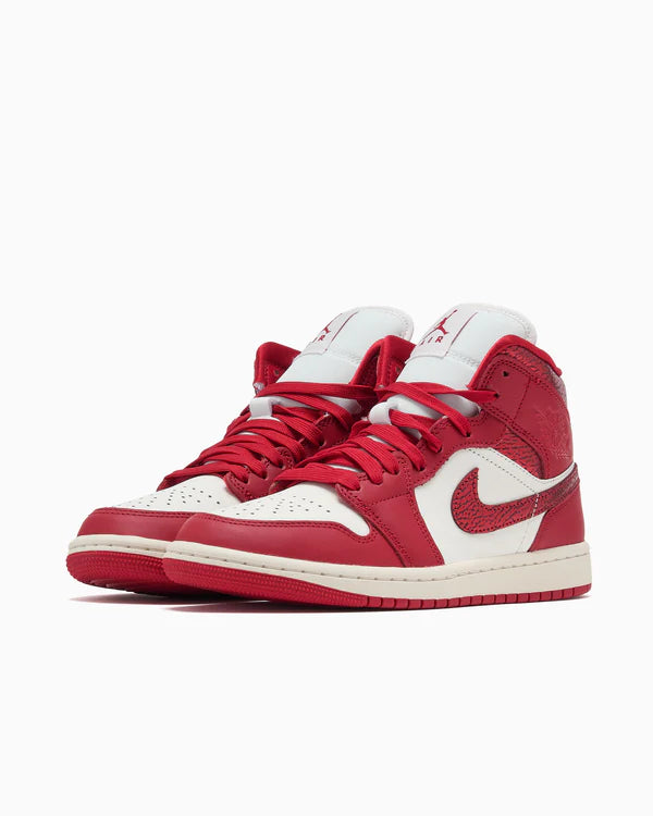 Jordan 1 Mid SE Red Cracked Leather (Women's)