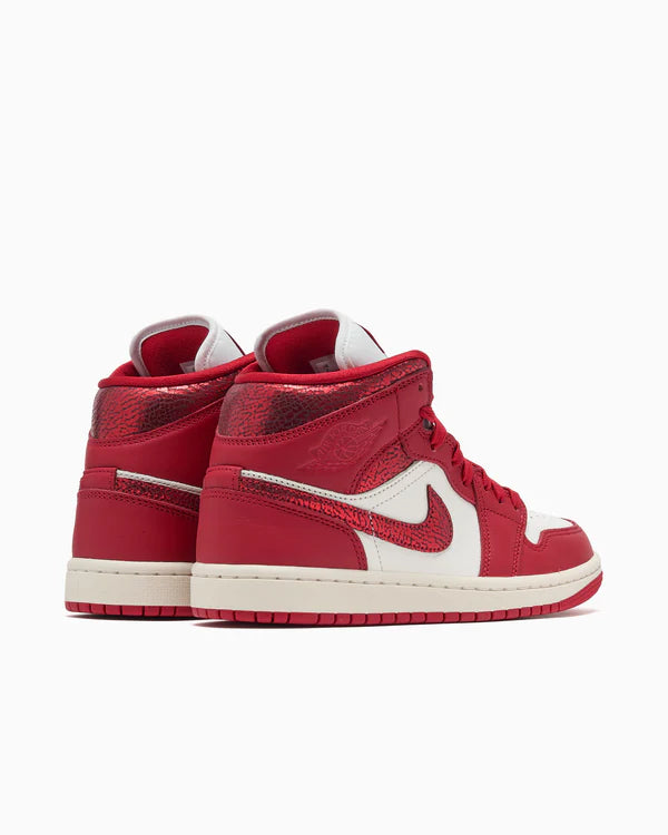 Jordan 1 Mid SE Red Cracked Leather (Women's)