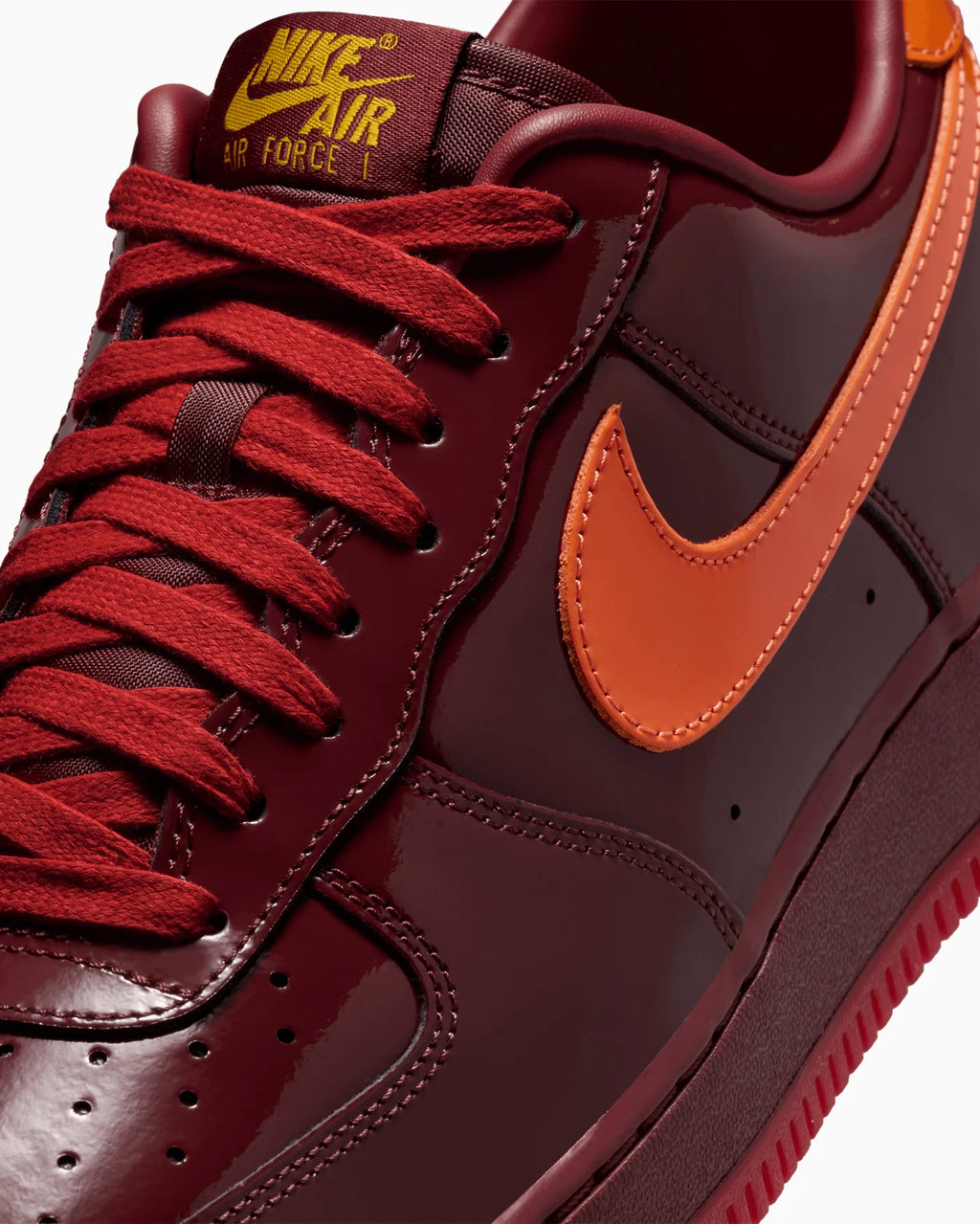 Nike Air Force 1 Low Patent Leather Dark Team Red Safety Orange