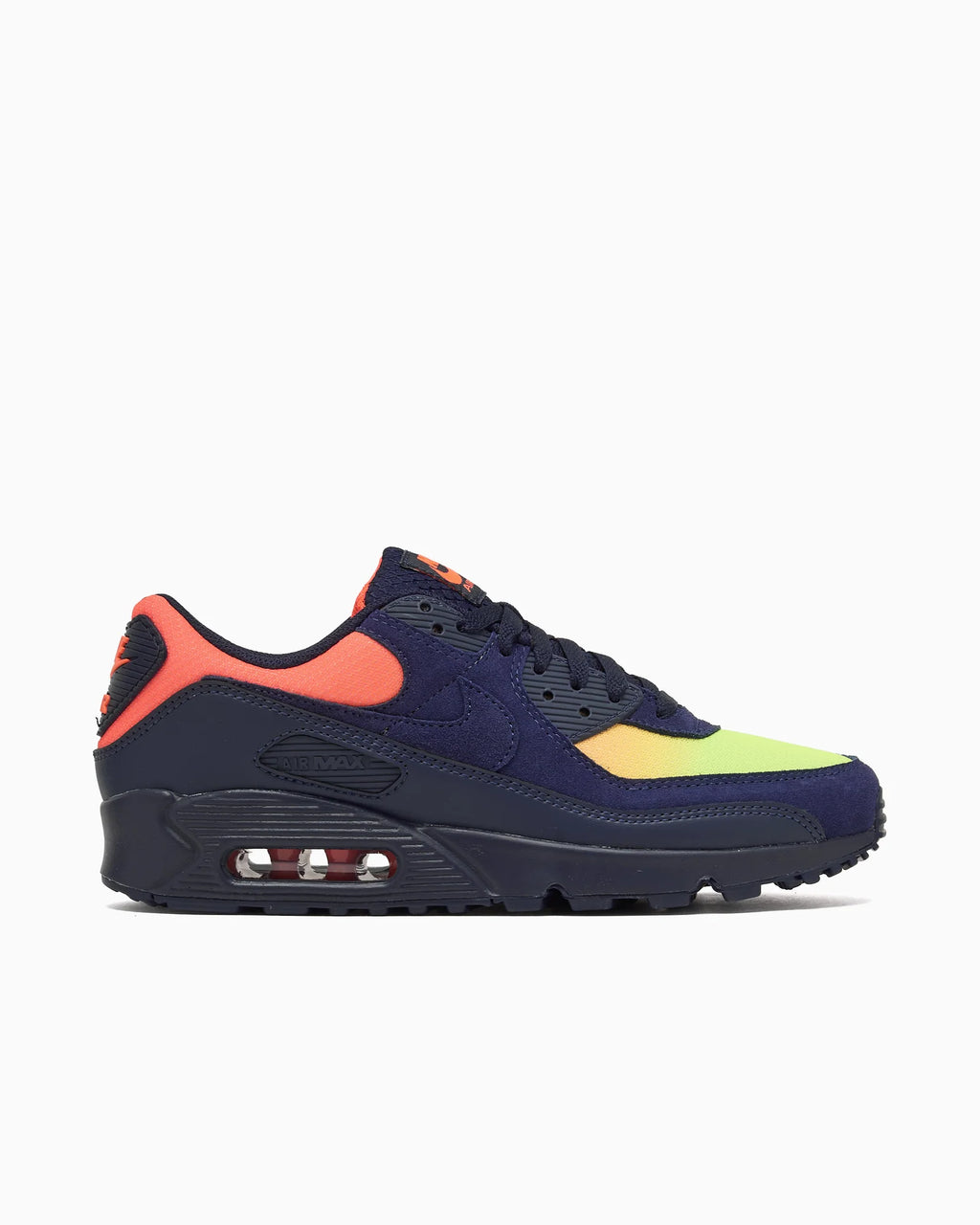 Nike Air Max 90 Blackened Blue Lemon Venom Hyper Crimson Gradient