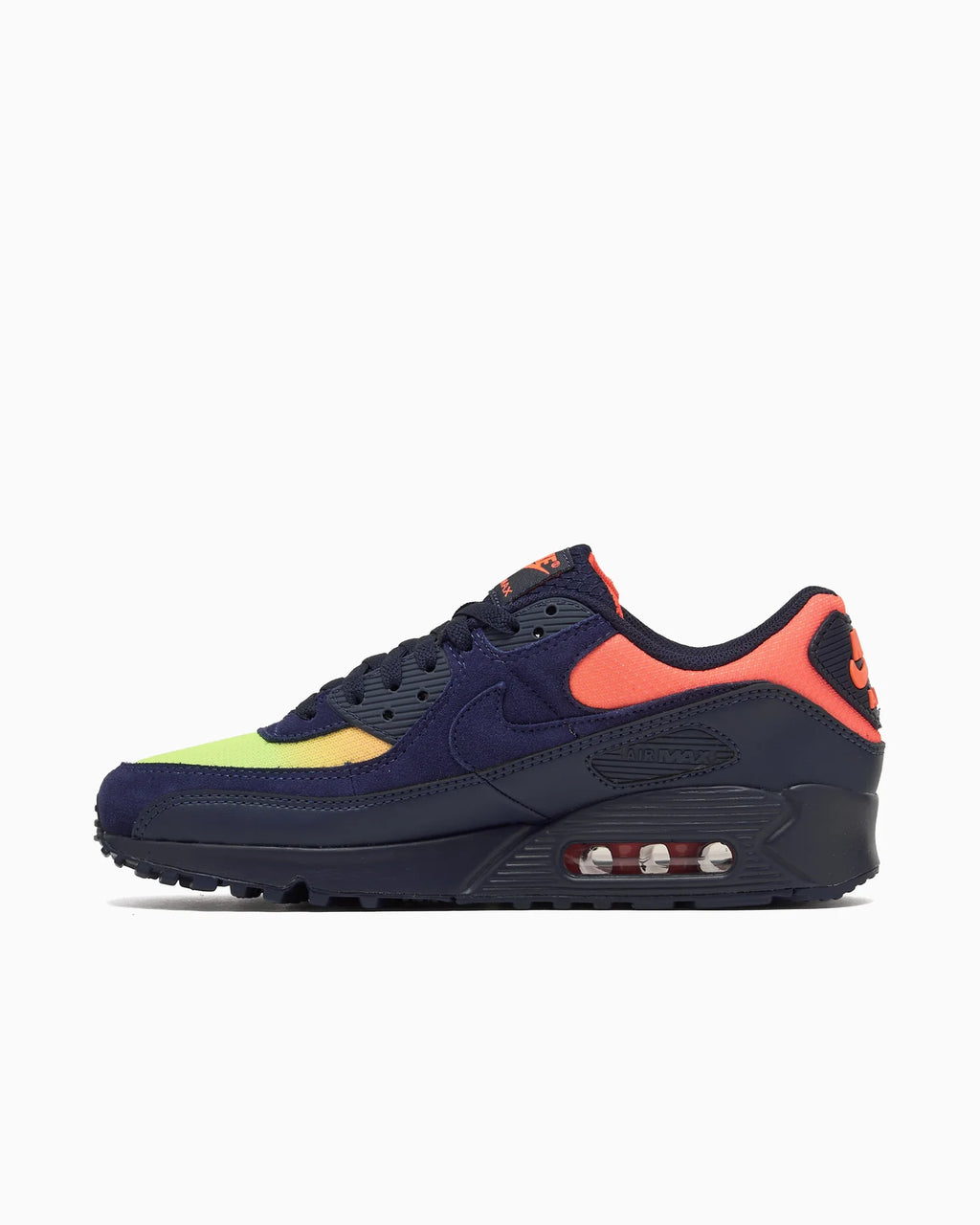 Nike Air Max 90 Blackened Blue Lemon Venom Hyper Crimson Gradient