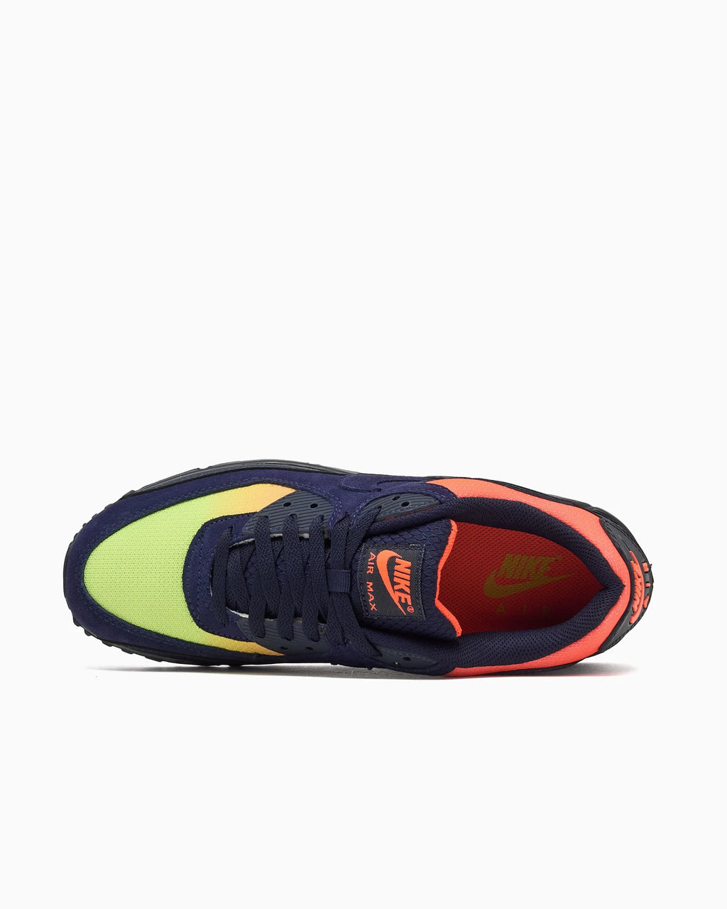 Nike Air Max 90 Blackened Blue Lemon Venom Hyper Crimson Gradient