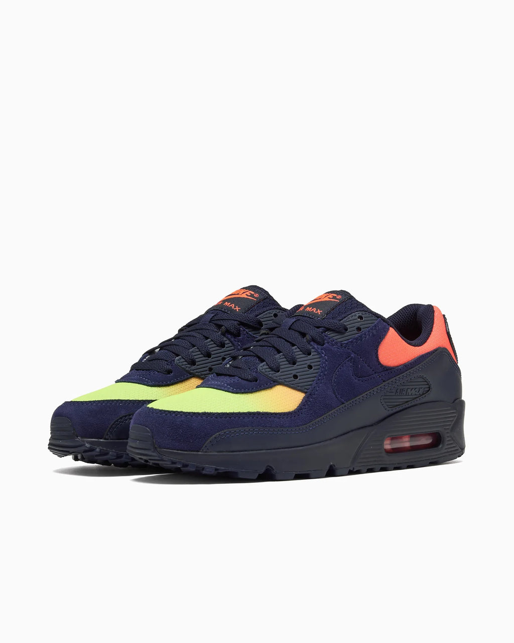Nike Air Max 90 Blackened Blue Lemon Venom Hyper Crimson Gradient